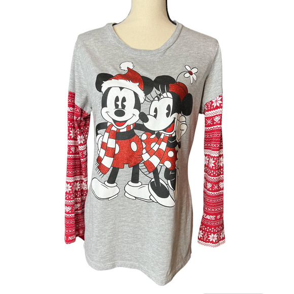 Disney T-shirt Jerry Leigh w/Mickey and Minnie in Christmas Theme Size XL 15/17 - Picture 1 of 5